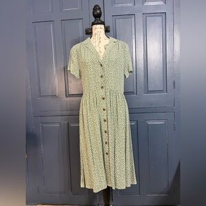 Elegant Green Button-Down Midi Dress